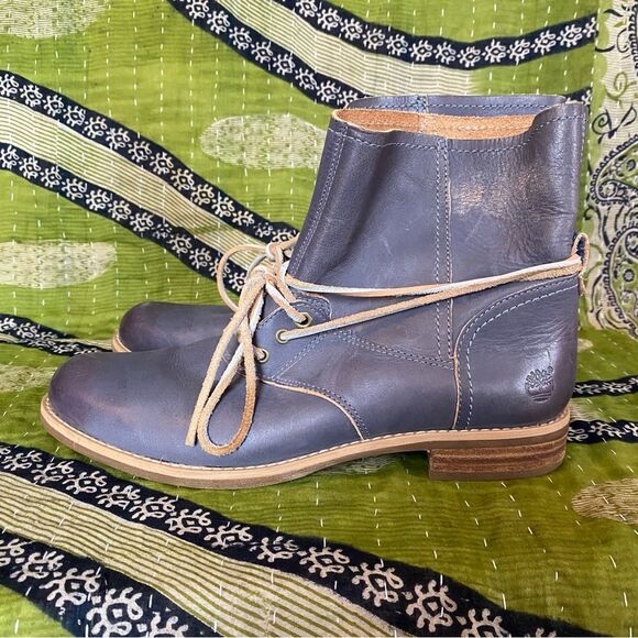 Timberland Blue EarthKeepers Savin Hill Lace Leather Ankle Boots Size 9 - Picture 6 of 15